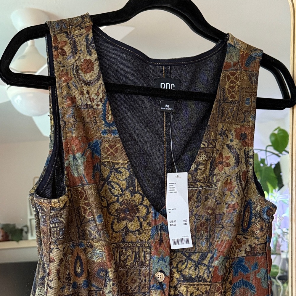 Urban Outfitters VTG Hippie Sleeveless Button-Up Top, Midi Dress Medium NWT - Picture 4 of 6